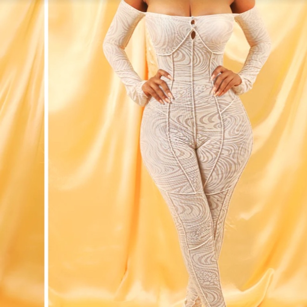 Off the shoulder printed jumpsuit